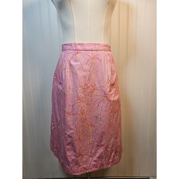 Lilly Pulitzer Dresses & Skirts - Lilly Pulitzer Vintage Pink Palm Tree Skirt Women's Size 6 Tropical Beach Resort